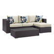 couch with chaise storage and pull out bed Modway Furniture Sofa Sectionals Espresso Beige