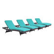 outdoor chaise lounge set of 4 Modway Furniture Daybeds and Lounges Outdoor Lounge and Lounge Sets Espresso Turquoise