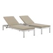 outdoor sectional couch set Modway Furniture Daybeds and Lounges Silver Beige