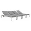 patio chaise sectional Modway Furniture Daybeds and Lounges Silver Gray