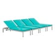 cushions outdoor patio Modway Furniture Daybeds and Lounges Silver Turquoise