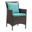 Dining Room Chairs Modway Furniture Conduit Brown Turquoise EEI-2801-BRN-TRQ 889654118039 Sofa Sectionals Brown sable Armchair Arm Steel Metal Iron Brown WALNUTMetal Aluminum ste 