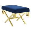accent chair wood and fabric Modway Furniture Benches and Stools Gold Navy