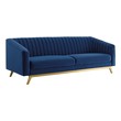 black leather sofa with chaise Modway Furniture Sofas and Armchairs Navy