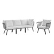 wicker patio cover Modway Furniture Sofa Sectionals Gray White
