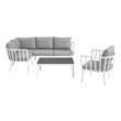 4 pieces outdoor patio furniture sets Modway Furniture Sofa Sectionals White Gray