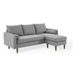 mid century leather sofa with chaise Modway Furniture Sofas and Armchairs Light Gray