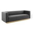 leather black sectional couch Modway Furniture Sofas and Armchairs Charcoal