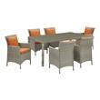 four piece patio furniture Modway Furniture Sofa Sectionals Light Gray Orange