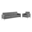 cream colored sectional Modway Furniture Sofas and Armchairs Silver Gray