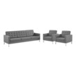 leather sectional left facing Modway Furniture Sofas and Armchairs Silver Gray