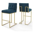 Modway Furniture Bar Chairs and Stools, Gold, Bar,Counter, Velvet, Footrest, Bar and Counter Stools, 889654995579, EEI-4157-GLD-AZU