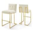 Modway Furniture Bar Chairs and Stools, Cream,beige,ivory,sand,nudeGold, Bar,Counter, Velvet, Footrest, Bar and Counter Stools, 889654995500, EEI-4158-GLD-IVO