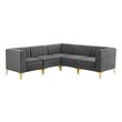 green sectional couch living room Modway Furniture Sofas and Armchairs Gray