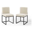 blue velvet dining chairs set of 2 Modway Furniture Dining Chairs Black Beige