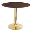 round dining room table with chairs Modway Furniture Bar and Dining Tables Gold Cherry Walnut