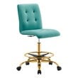 Office Chairs Modway Furniture Prim Gold Teal EEI-4977-GLD-TEA 889654926771 Office Chairs Drafting Chair Adjustable Swivel Chrome Metal Steel Stainless S Metal Aluminum Chrome Stainles 