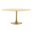 wood pedestal table Modway Furniture Bar and Dining Tables Gold Natural