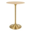 glass top pub table Modway Furniture Bar and Dining Tables Gold Natural