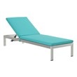 Outdoor Beds Modway Furniture Shore Silver Turquoise EEI-5547-SLV-TRQ 889654945338 Daybeds and Lounges Black ebonySilver Aluminum Frame Aluminum Alumin Aluminum Chaise Chair 