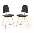 leather top bar stools Modway Furniture Bar and Counter Stools Black