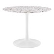 round table with leaf and chairs Modway Furniture Bar and Dining Tables White White