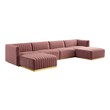 small space small sectional sofa Modway Furniture Sofas and Armchairs Gold Dusty Rose