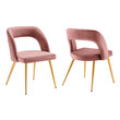 white wood chairs Modway Furniture Dining Chairs Gold Dusty Rose