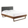 bed with fabric headboard Modway Furniture Beds Walnut Charcoal