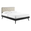 velvet queen size bed Modway Furniture Beds Black Beige