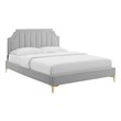 upholstered queen bed frame with headboard Modway Furniture Beds Light Gray