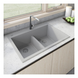 Ruvati Double Bowl Sinks, GrayGreySilver, Colors,White,Black,Blue,Gray, Drop-In, Granite Composite, Topmount, Kitchen Sink, 850003787107, RVG1385GR,20 - 24.99 Long,Greather than 25 Wide