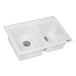 Ruvati Double Bowl Sinks, Whitesnow, Colors,White,Black,Blue,Gray, Granite Composite, Dual Mount, Kitchen Sink, 610370722527, RVG1396WH,20 - 24.99 Long,Greather than 25 Wide