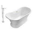 59 inch soaking tub Streamline Bath Set of Bathroom Tub and Faucet White Soaking Pedestal Freestanding Tub