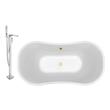 59 inch soaking tub Streamline Bath Set of Bathroom Tub and Faucet White Soaking Pedestal Freestanding Tub