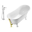 bathroom home Streamline Bath Set of Bathroom Tub and Faucet White Soaking Clawfoot Tub