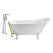 bath drain fitting Streamline Bath Set of Bathroom Tub and Faucet White Soaking Clawfoot Tub