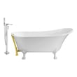 67 inch freestanding tub Streamline Bath Set of Bathroom Tub and Faucet White Soaking Clawfoot Tub