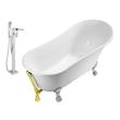 oval tub Streamline Bath Set of Bathroom Tub and Faucet White Soaking Clawfoot Tub