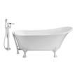 59 inch freestanding bathtub Streamline Bath Set of Bathroom Tub and Faucet White Soaking Clawfoot Tub