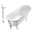 freestanding resin bath Streamline Bath Set of Bathroom Tub and Faucet White Soaking Clawfoot Tub