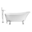 shower base tub Streamline Bath Set of Bathroom Tub and Faucet White Soaking Clawfoot Tub