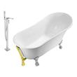 67 inch bathtub Streamline Bath Set of Bathroom Tub and Faucet White Soaking Clawfoot Tub