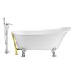 67 inch bathtub Streamline Bath Set of Bathroom Tub and Faucet White Soaking Clawfoot Tub