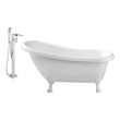 Free Standing Bath Tubs Streamline Bath Acrylic Fiberglass White Vintage NH480WH-100 041979473150 Set of Bathroom Tub and Faucet Whitesnow Acrylic Fiberglass Clawfoot Claw Chrome Faucet 
