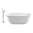 solid surface freestanding bath Streamline Bath Set of Bathroom Tub and Faucet White Soaking Freestanding Tub