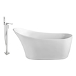 stand alone tub drain Streamline Bath Set of Bathroom Tub and Faucet White Soaking Freestanding Tub