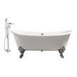 free standing whirlpool bath Streamline Bath Set of Bathroom Tub and Faucet White Soaking Clawfoot Tub