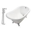 59 inch freestanding whirlpool tub Streamline Bath Set of Bathroom Tub and Faucet White Soaking Clawfoot Tub