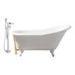 fitting bath overflow Streamline Bath Set of Bathroom Tub and Faucet White Soaking Clawfoot Tub